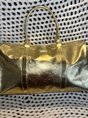 BCBGMaxAzria Metallic Gold Weekender Tote